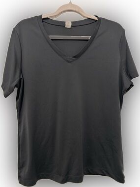V-Neck Short Sleeve Womens Top - Gray